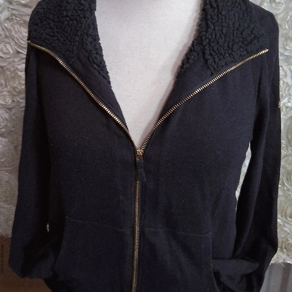 Kate Spade Black Teddy Jacket with Sherpa Collar